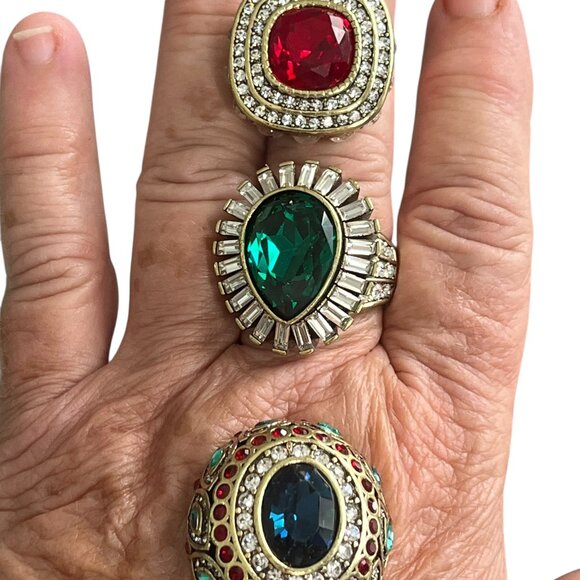 Heidi Daus ENCHANTE  Interchangeable 4-Pc RING Set Red/Blue/Green Colors 7 - Picture 3 of 10